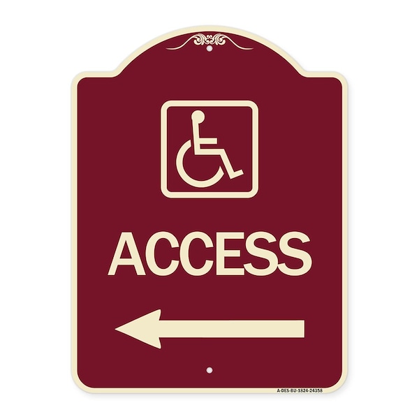 Signmission Access W/ Updated Isaand Left Arrow Heavy-Gauge Aluminum Architectural Sign, 24" H, BU-1824-24358 A-DES-BU-1824-24358 - main